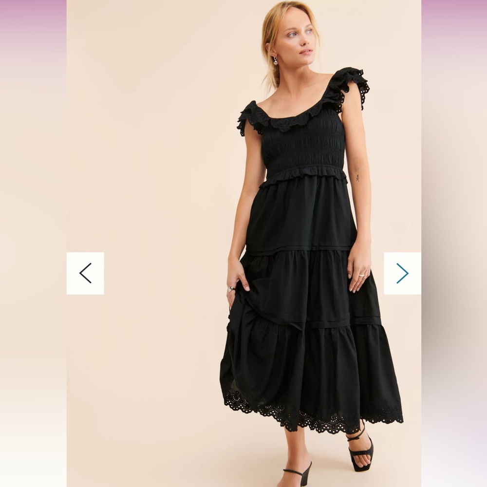 Madewell Madilynn Ruffle Neck Lucie Midi Dress